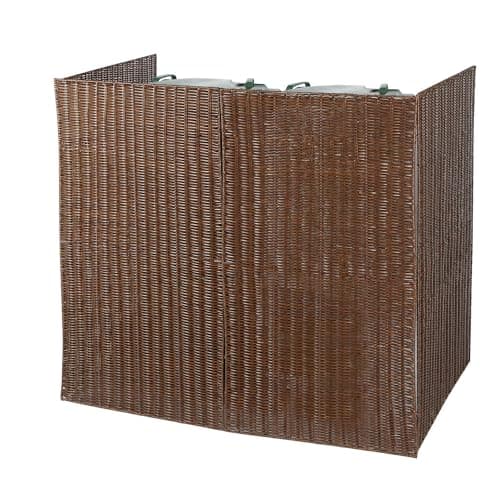 Image of Coopers of Stortford - Double Wheelie Bin Screen Faux Willow - Garden Bin Storage Cover with Steel Frame 115 x 121 x 80cm