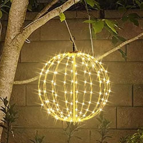 Image of LED Ball Lights - Foldable Metal Frame, Large Sphere Hanging Ornament for Christmas Party, Wedding, Home