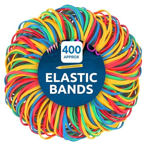 Image of SOL 400pk Elastic Bands Coloured Thick Rubber Bands Assorted Sizes for Home & Office Use, Secure Binding for Bundling & Organising, Flexible Stationery Accessory