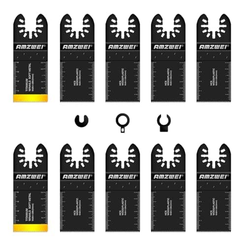 Image of 10 Pcs Multi Tool Blades Titanium Universal Oscillating Multitool Blades Wood Plastics Metal,Oscillating Tool AccessoriesCompatible with Dewalt, Milwaukee, Makita, Ryobi