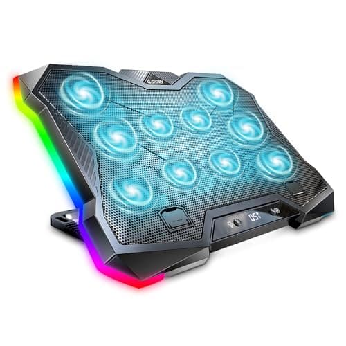Image of G-STORY Gaming Laptop Cooling Pad, RGB Lights Laptop Cooler with 10 Powerful Turbo Fans for 12-18 Inch Notebooks,8 Height Adjustable Stand and 1 USB Port