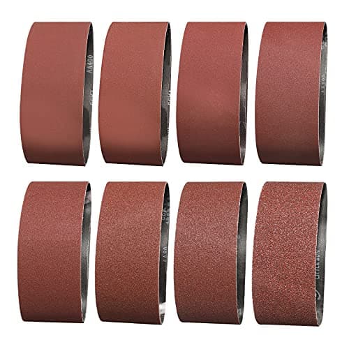 Image of Sruhrak Sanding Belt 75 x 457mm,14 Pcs Sanding Belts 40/60/80/120/180/240/320/400 Assorted Grits for Belt Sander,Best for Wood,Metal and Paint