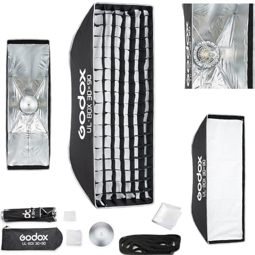 Image of Godox UL-BOX Quick Release Strip Softbox 30x90cm, Slim Umbrella Softbox with Grid, Deflector Plate & Diffuser, Bowens Mount for Fashion Rim Lighting & Product Contouring
