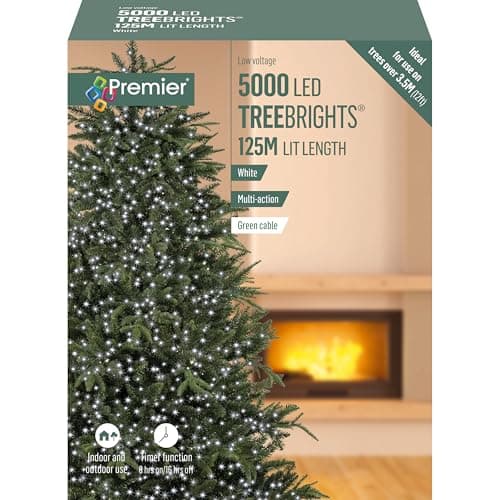 Image of Premier TreeBrights Mains Operated 5000 LED Lights White, Multi-Action with Timer Function, Indoor/Outdoor Use, for Trees Over 12ft