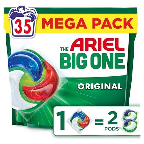 Image of Ariel The Big One Laundry Capsules, 35 Washes, Original - Stain & Odour Removal PODS, Fast Dissolving in Cold, Ariel Pods