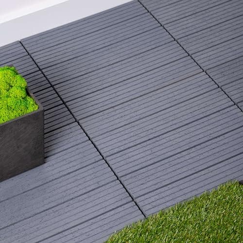 Image of Nicoman Garden Decking Tiles Cosmopolitan Patio, Terrace, Hot Tub Deck Tiles | Interlocking Decking Tiles | Recycled | Cosmo Composite | Outdoor Drainage Deck Flooring (Light Grey, 30 x 30cm, 1x)