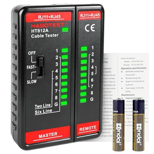 Image of Network Cable Tester Network Ethernet Cable Tester for RJ11 RJ45 Ethernet Wire Tester Tool UTP/STP Continuity Test Portable Line Tester for Continuity Check,PhoneLine Finder,LANTester,Telephone Cabel
