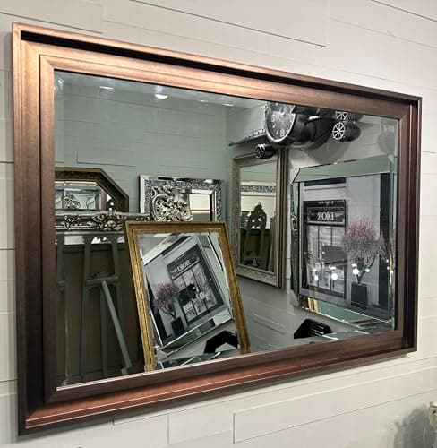 Image of Fabulous Mirrors Large Antique Bronze HOCKNEY Wall Mirror Contemporary Design - Hockney - Choose your size (114cm x 89cm)