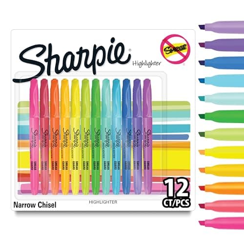 Image of Sharpie Pocket Highlighters | Chisel Tip | Assorted Fluorescent Ink Colours | 12 Highlighter Pens