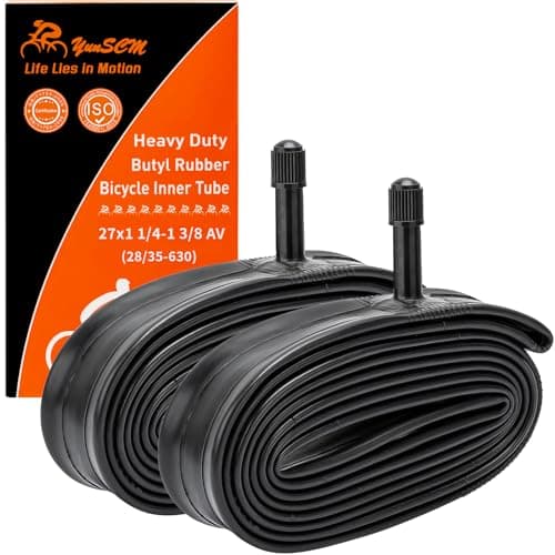 Image of 2-PCS 27x1 1/4 Heavy Duty Bike Tubes AV32mm Schrader Valve 27x1 3/8 Bicycle Tubes Premium Butyl Rubber Inner Tubes Compatible with 27x1 ¼ 27x1 3/8 27x1 3-8 28-630 35-630 Bike Bicycle Tire Tubes