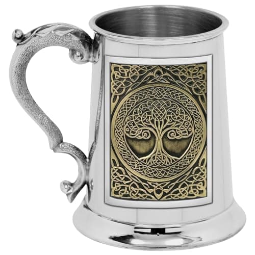 Image of English Pewter Company 1 Pint Embossed Tree of Life Bage Pewter Tankard (CEL479)