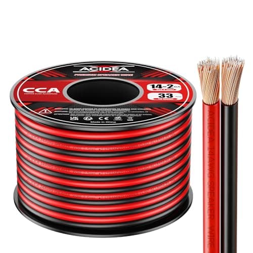 Image of Acidea Speaker Wire Audio Cable, 10m 2x2.5mm² Speaker Cables, CCA 14 Gauge Audio Cables for Home Theater and Car Speakers, Copper Clad Aluminum (Red/Black)