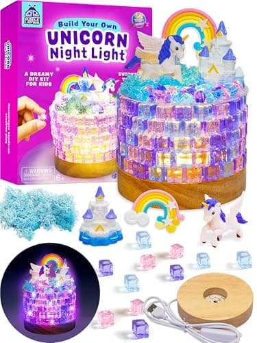 Image of Build Your Own Unicorn Night Light Set - Glowing Craft Toys & Fun DIY Birthday Gifts - Make Your Own Kit for Girls - Unicorn Lamp Craft Kits for 10 Year Old Girls - 7 8 9 10 11 Year Old Girl Gifts