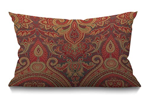Image of BGBDEIA Cushion Cover Paisley Pattern Floral Traditional Culture Asian Ethnic Batik Style Rectangular Throw Pillow Cover for Couch Sofa Home Decor Cotton Linen 12x20 Inch 30 x 50 cm