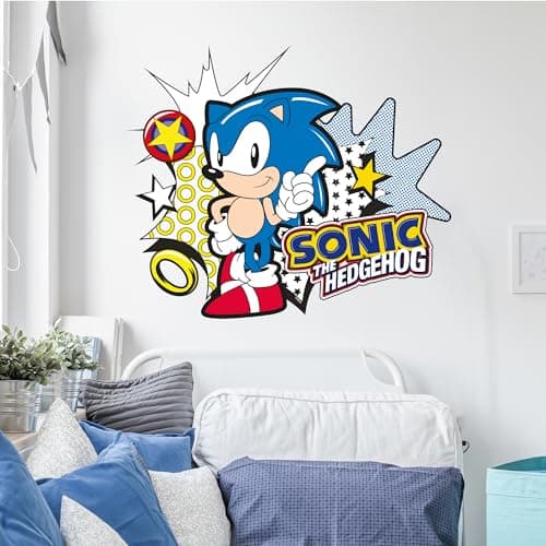 Image of Sonic The Hedgehog Wall Sticker - Sonic Comic Pop Wall Art (90cm Width x 75cm Height)