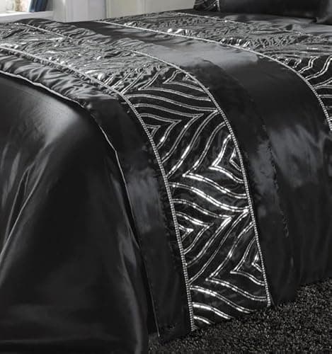 Image of Kampala Hill Shimmer Sequin Embellished Bed Runner Black