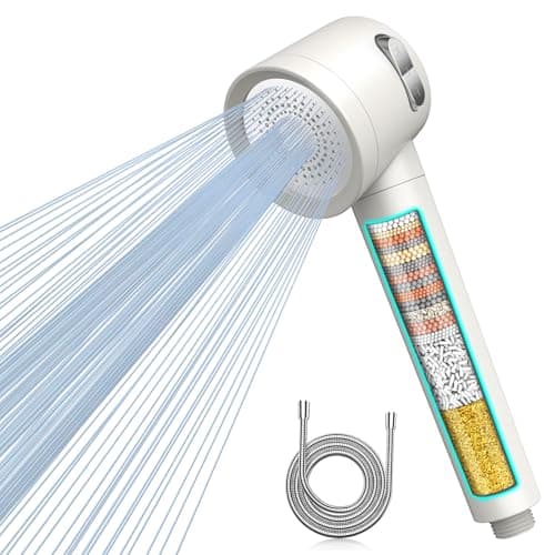 Image of MEKO Hard Water Filter Shower Head with 3 Modes, 15 Layers Filtration Water Saving High Pressure Shower Heads and 1.5m Hose, Massage Shower Filter for Residual Chlorine Remove White