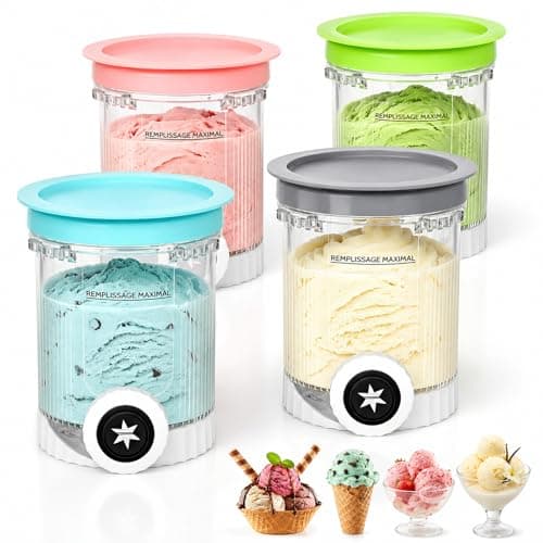Image of 4 Pack Creami Swirl Ice Cream Tubs with Lids, 480ml Replacement Dessert Containers Compatible with Ninja Swirl by CREAMi NC700 NC701 NC701UK Series, BPA-Free Freezer & Dishwasher Safe