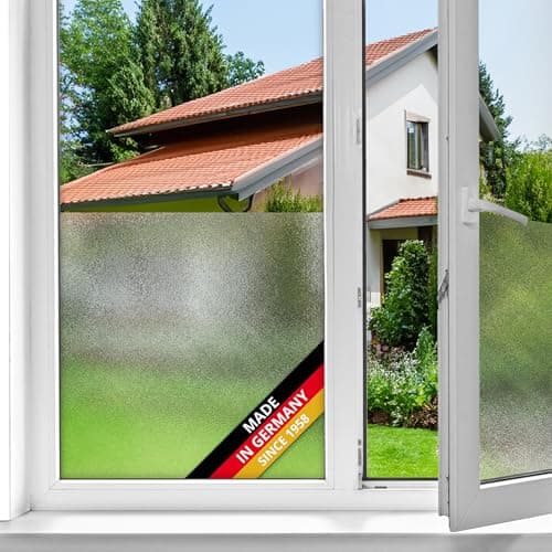 Image of d-c-fix window film privacy Milky – 45cm x 2m – self adhesive vinyl films for glass windows with a modern fog pattern – opaque, frosted, decorative for bathroom, home & kitchen
