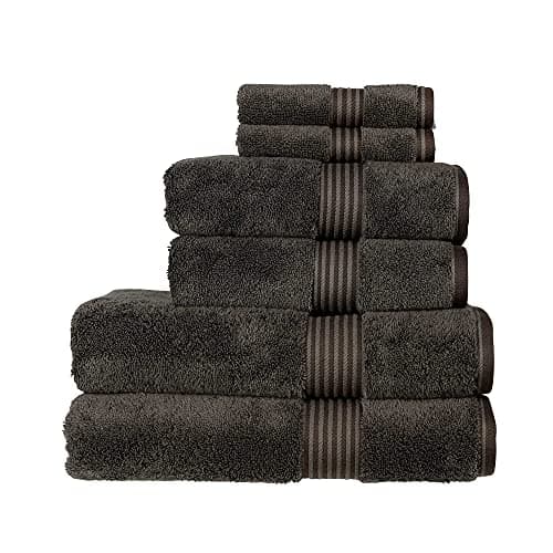 Image of Christy Supreme Hygro 6 Piece Towel Set | Graphite Dark Grey | 100% Luxury Supima Cotton | Ultra Soft | Super Absorbent | 650GSM | 2 Bath Towels 2 Hand Towels 2 Face Cloths