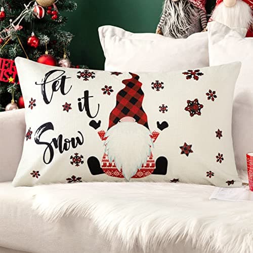 Image of JOTOM Christmas Cushion Covers 30x50 cm Christmas Pillow Covers Winter Merry Christmas Decorative Lumbar Throw Pillow Covers Xmas Tree Pillowcases for Home Sofa Bed Couch Holiday Decor