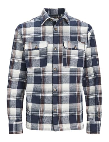 Image of JACK&JONES JUNIOR JJDARREN Flannel Check Overshirt LS JNR, Blazer Navy, 10 Years