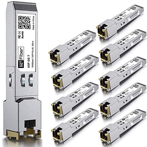Image of 10 pieces, 1000BASE-T SFP transceiver, SFP to RJ45, 1.25G copper SFP to Ethernet module, compatible with Cisco GLC-T/SFP-GE-T, MA-SFP-1GB-TX, Ubiquiti UniFi UF-RJ45-1G, Mikrotik S-RJ01, Netgear