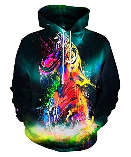 Image of Neemanndy Unisex Graphic Print Hoodies 3D Colorful Novelty Design Long Sleeve Sweaters with Pocket - Red - Large