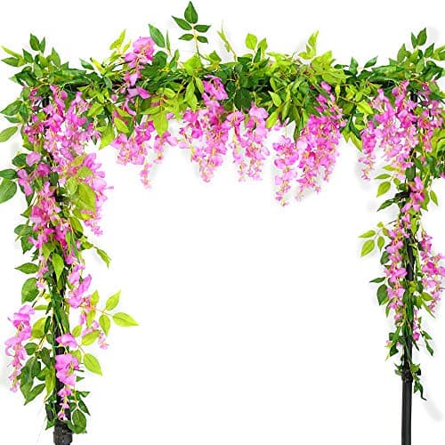 Image of Warmiehomy Wisteria Artificial Flowers 2 Pcs 7 ft Vine Wisteria Trailling Fake Flowers Garlands DIY Flower Decoration for Wedding Party Outdoor Christmas & New Year Decors