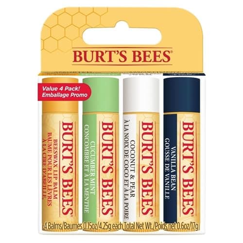 Image of Burt's Bees Lip Balm Multipack, Lip Balm Set,Beeswax,Cucumber Mint,Coconut & Pear, Vanilla Bean,Best of Burt's, 4x4.25g