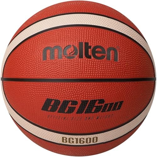 Image of Molten BG1600 Basketball, Indoor/Outdoor, Rubber, Size 6, Orange/Ivory, Suitable For Boys age 12, 13, 14 and Girls age 14 & Adult