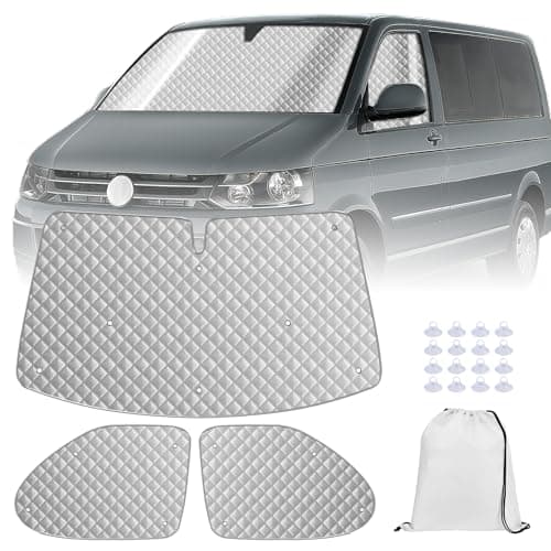Image of MaxEarn Internal Window Covers for VW T5/T6, 3PCS Luxury Thermal Window Blinds Set, VW T5 T6 Campervan Window Front Wrap Cover, Summer UV Sun Blind & Winter Insulation Cover