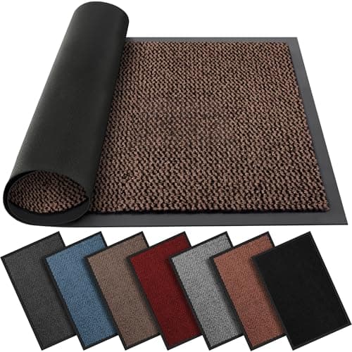 Image of BLADO Washable Door Mats Indoor & Outdoor - Non-Slippery Heavy Duty - Stylish & Large Rubber - Perfect Dust Grabbing Doormats (Brown, 45cm x 75cm)