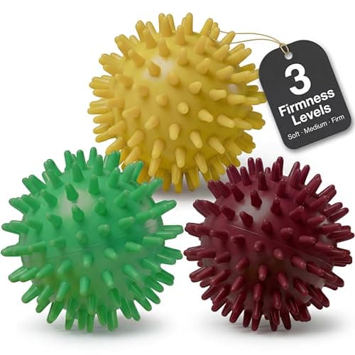 Image of HELDSON® Spiky Massage Ball Set 3Pcs [Hard, Medium, Soft] - Foot Roller Massager - Spikey Small Trigger Point Balls for Feet, Hand, Back & Pilates - Plantar Fasciitis - Muscle Deep Tissue Therapy