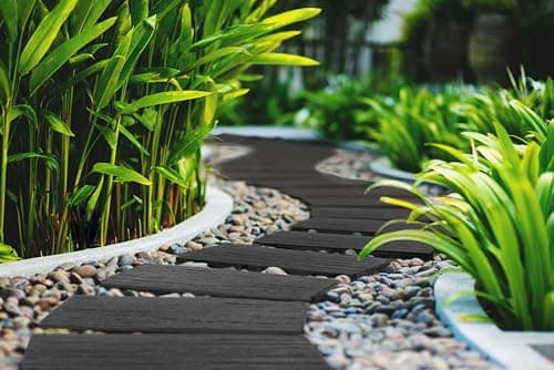 Image of Nicoman Railroad Tie Garden Stepping Stone Wood Effect Railway Sleeper Eco Friendly Rubber Rail Road Outdoor Sleepers - (Grey, 61x25.5cm, Set of 1)