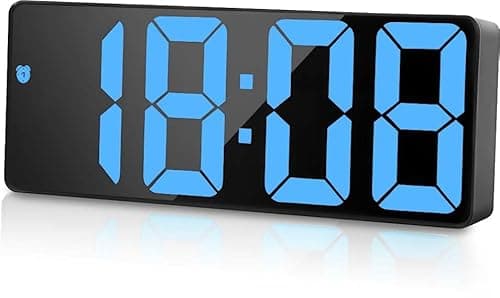 Image of flintronic Digital Alarm Clock, LED Clock with Big Display, Bedside Alarm Clock, Battery Powered Clock, Alarm Clocks with Snooze Temperature Date Brightness Adjustable for Home Office