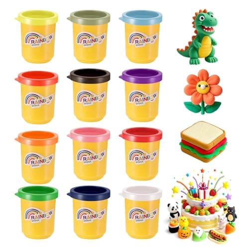 Image of Zocipro 12 Tins Modelling Clay Kit – 12 Bright Colours, Non-Toxic Playdough Tubs Set for Kids, Creative Modelling Dough for Boys and Girls, Soft & Reusable Plasticine, 50g/Tins