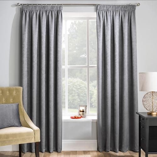 Image of Enhanced Living Matrix Grey Silver Curtains for Living Room - 66x54 inch (168x137 cm) - Tape Top Noise Reducing Thermal Curtains for Bedroom - 2 x Curtain Panels