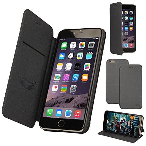Image of TECHGEAR iPhone 6s Plus, iPhone 6 Plus Svelte Case, Stylish Slim Folio Protective Case Cover with Card Slot & Stand in Metallic Inspired Colours fits Apple iPhone 6s Plus, iPhone 6 Plus (5.5") (Grey)