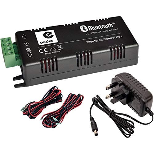 Image of Compact Bluetooth Audio Amplifier 2 x 15W, 4 or 8 Ohms, 12V Power Supply, Password Protection, Bluetooth 4.0, Speaker Cables & 4-Way Phoenix Connector – Ideal for Ceiling, Wall, & Floor Speakers