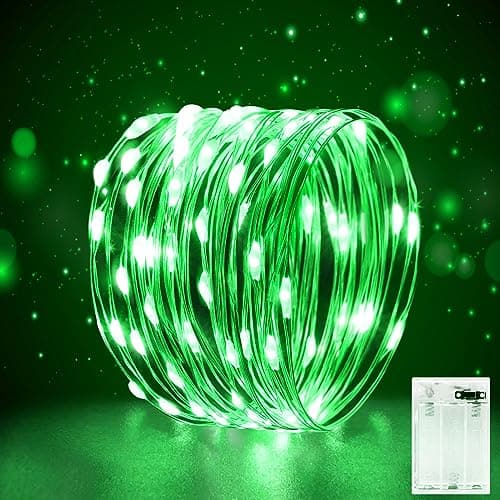 Image of FFZZKJ Fairy Lights Battery Operated for Bedroom Indoor 3M 30LED Battery Powered Timer LED Lights Micro String Lights Copper Wire Fairy Lights for Christmas Decorations Festival Wedding Party-Green