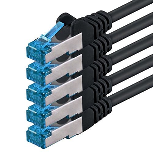 Image of 1aTTack.de 0.25m - CAT6a - network cable black - pack of 5 CAT 6 A patch cable 10000 Mbit s SFTP PIMF 500 MHz compatible with CAT5 CAT6 CAT7 DSL Internet Switch Router