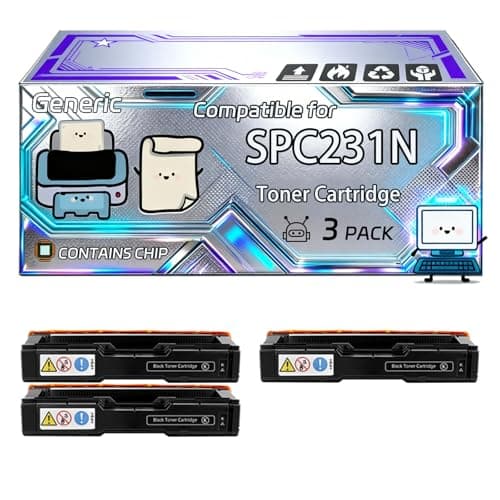 Image of SPC231N Toner Cartridge Compatible for Ricoh Aficio SPC231N SPC340DN SPC432DN Printers, With Chip, 6500 Pages, Vibrant Colours (3 Pack Black)
