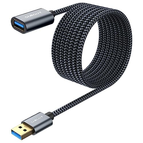 Image of SUNGUY USB 3.0 Extension Cable USB 3.0 Male to Female Extender Lead 5Gbps Compatible with External Hard Drive, Printer, Scanner, Oculus Rift, Card Reader, Fan Cooler-Grey, 3m