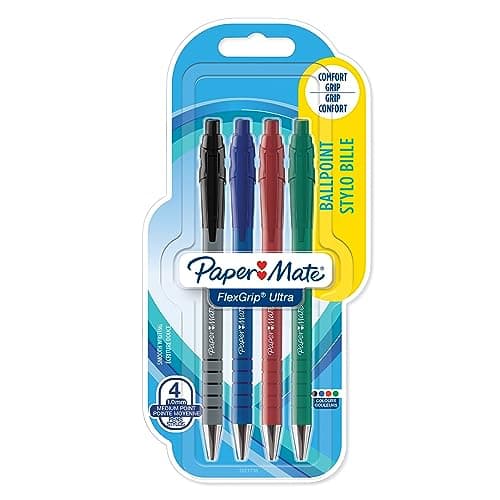 Image of Paper Mate Flexgrip Ultra Retractable Ballpoint Pens | Medium Point (1.0mm) | Assorted Colours | 4 Count