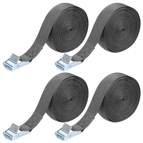Image of 4 Pcs Heavy Duty Ratchet Tie Down Straps, 5m x 25mm Adjustable Lashing Straps with Quick Release Cam Buckle for Vans, Motorcycle, Trucks, Trailer