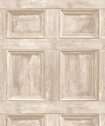 Image of Brewster FD31054 Wood Panel Wallpaper - Cream, Beige