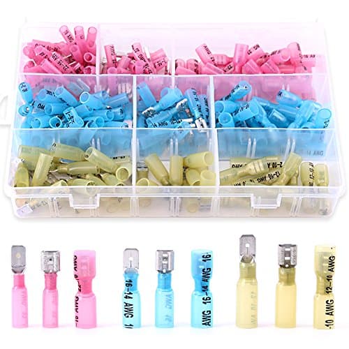 Image of Glarks 200pcs 22-16/16-14/12-10 Gauge Nylon Heat Shrink Waterproof Fully/Semi Female/Male Electrical Insulated Spade Quick Splice Crimp Terminals Connectors Mix Assortment Kit