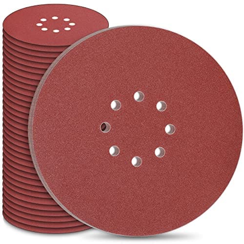 Image of STEBRUAM 225mm Sanding Discs 50 Count, 9 Inch 8-Hole Hook and Loop Orbital Drywall Sander Sanding Pads Mixed Grit 40 60 80 120 240