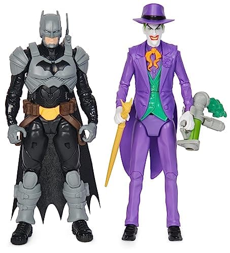 Image of DC Comics, Batman Adventures, Batman vs The Joker Action Figures Set, 2 Figures, 12 Armour Accessories, 30-cm Super Hero Kids’ Toy for Boys and Girls